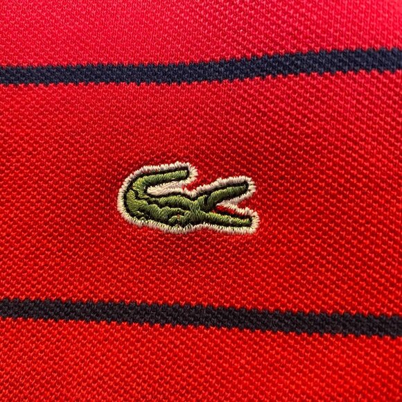Lacoste Men's Polo Shirt Size XL (6) Red & Navy Striped Short Sleeve Cotton Clas - Picture 7 of 9